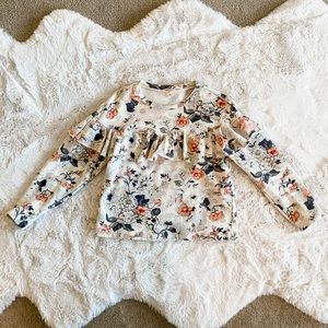 Designer Floral Ruffle-Front Rebecca Taylor Sweater Womens Size Small